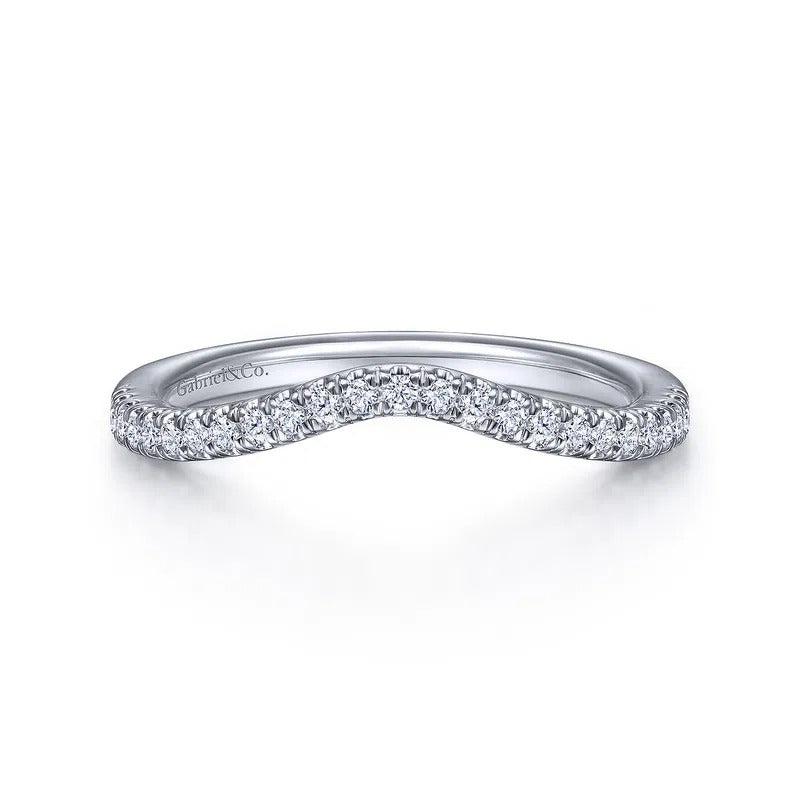 Gabriel & Co. WB14411R8W44JJ – 14K White Gold Matching Diamond Wedding Band (0.16 ct)