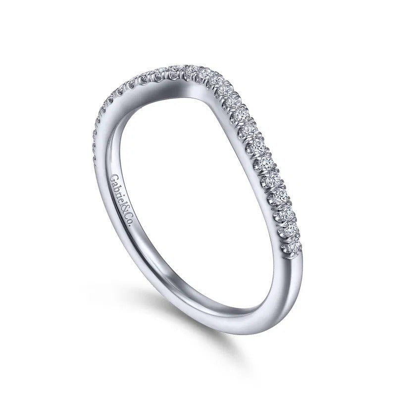 Gabriel & Co. WB14411R8W44JJ – 14K White Gold Matching Diamond Wedding Band (0.16 ct)