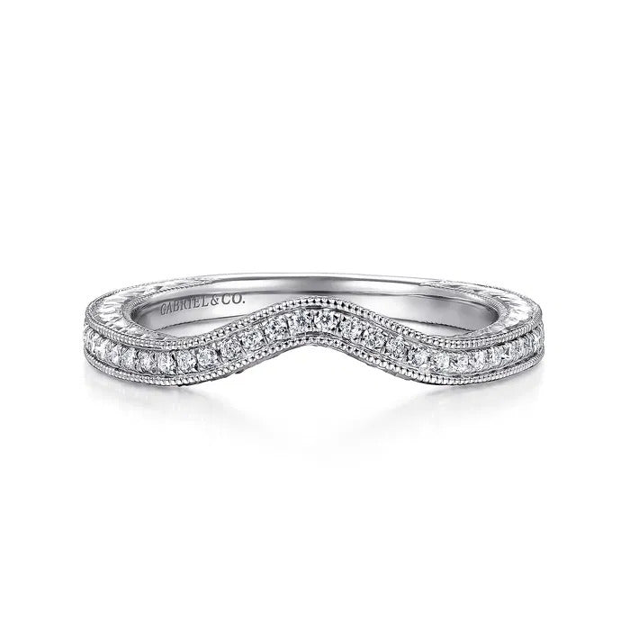 Gabriel & Co. WB14446R4W44JJ – Vintage Inspired 14K White Gold Diamond Wedding Band (0.23CTW)