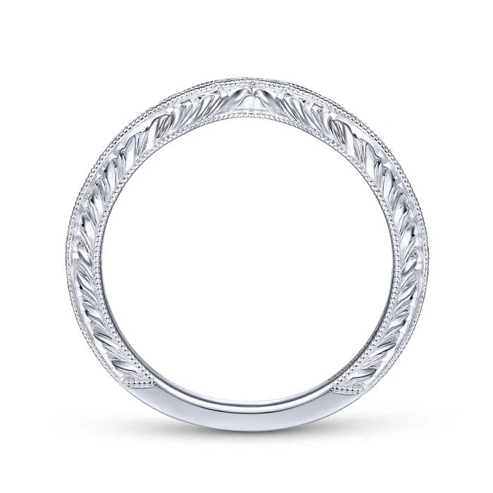 Gabriel & Co. WB14446R4W44JJ – Vintage Inspired 14K White Gold Diamond Wedding Band (0.23CTW)