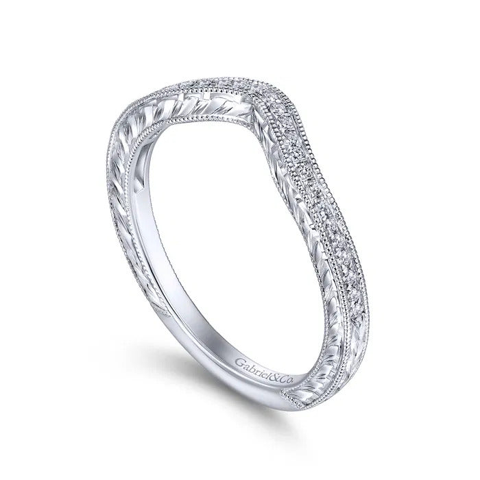 Gabriel & Co. WB14446R4W44JJ – Vintage Inspired 14K White Gold Diamond Wedding Band (0.23CTW)