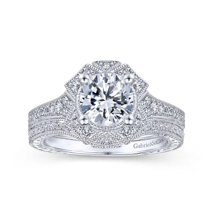 Gabriel & Co. WB14446R4W44JJ – Vintage Inspired 14K White Gold Diamond Wedding Band (0.23CTW)