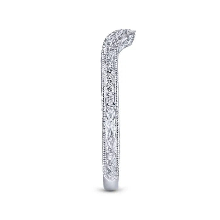 Gabriel & Co. WB14446R4W44JJ – Vintage Inspired 14K White Gold Diamond Wedding Band (0.23CTW)