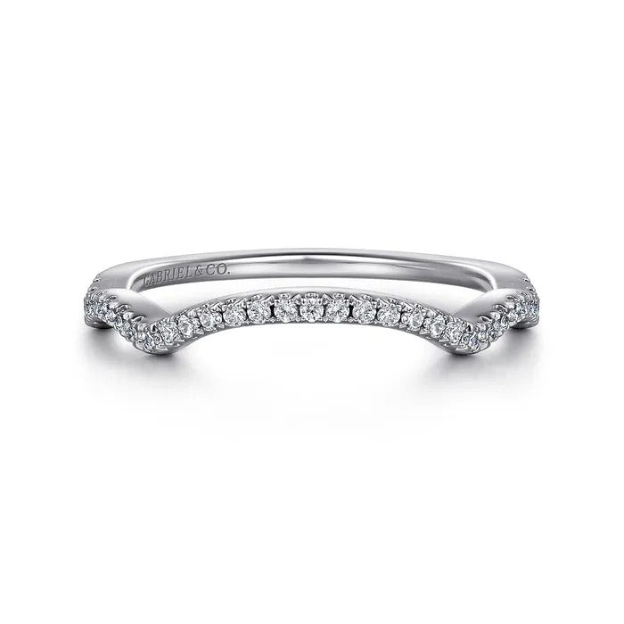 Gabriel & Co. WB7543W44JJ – 14K White Gold Contemporary Curved Diamond Wedding Band