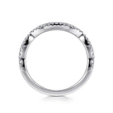 Gabriel & Co. WB7543W44JJ – 14K White Gold Contemporary Curved Diamond Wedding Band