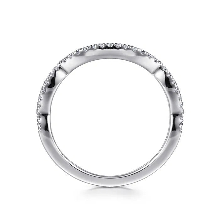 Gabriel & Co. WB7543W44JJ – 14K White Gold Contemporary Curved Diamond Wedding Band