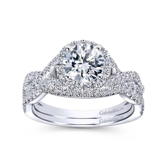 Gabriel & Co. WB7543W44JJ – 14K White Gold Contemporary Curved Diamond Wedding Band