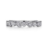 White Gold Pear and Round Station Stackable Diamond Ring