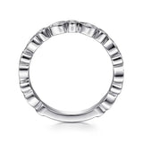 White Gold Pear and Round Station Stackable Diamond Ring