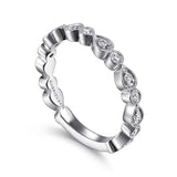 White Gold Pear and Round Station Stackable Diamond Ring