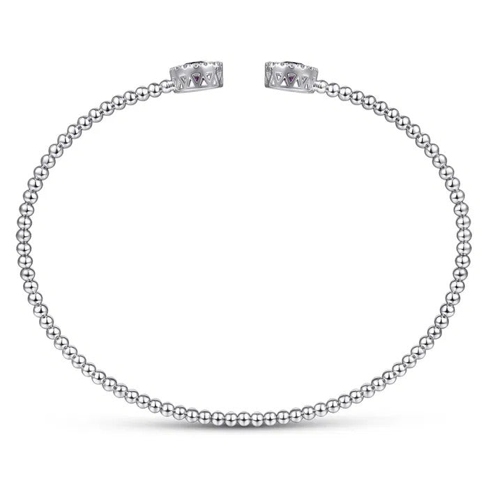 Gabriel & Co. 14K White Gold Amethyst and Diamond Halo Bujukan Bangle – BG4245-62W45AM