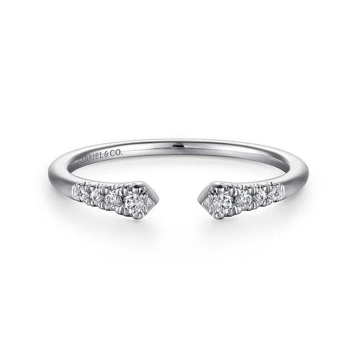 Gabriel & Co. LR51284W45JJ – 14K White Gold Split Diamond Stackable Ring (0.10 ct)