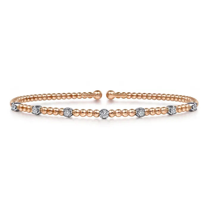Gabriel & Co. BG4436-62T45JJ – 14K White & Rose Gold Bujukan Diamond Cuff Bracelet