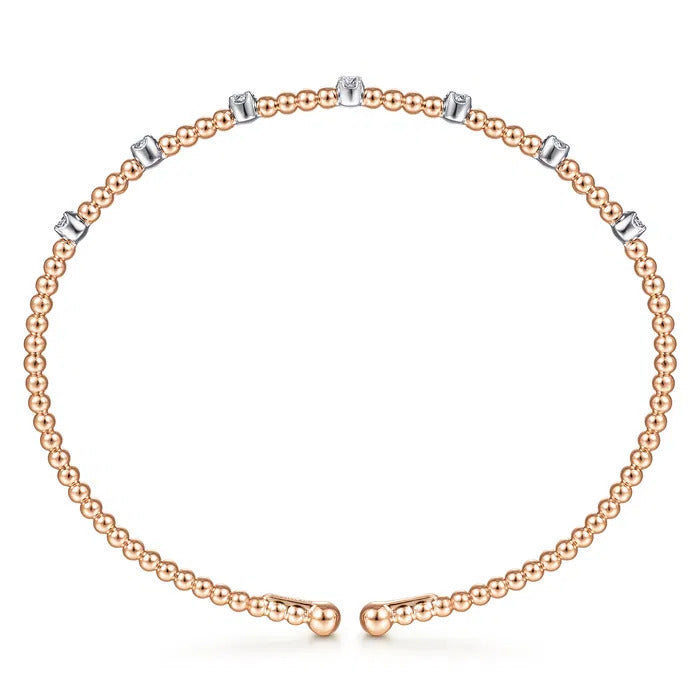 Gabriel & Co. BG4436-62T45JJ – 14K White & Rose Gold Bujukan Diamond Cuff Bracelet