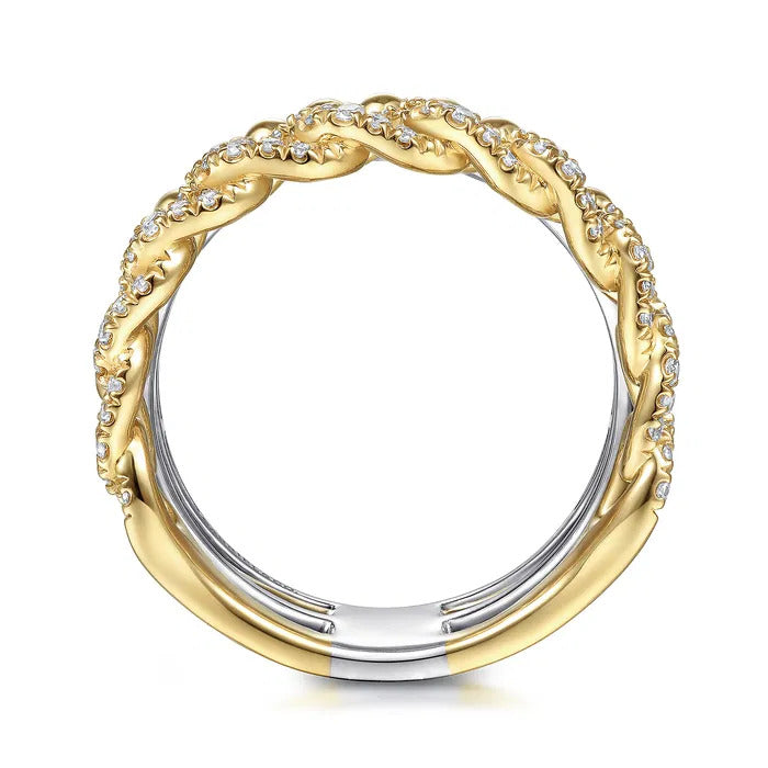 Gabriel & Co. LR51517M45JJ.NOLG – 14K White & Yellow Gold Bujukan Diamond Stackable Ring