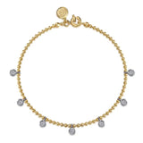 Gabriel & Co. TB5005M4JWS – 14K White & Yellow Gold Bujukan White Sapphire Droplet Bar Bracelet
