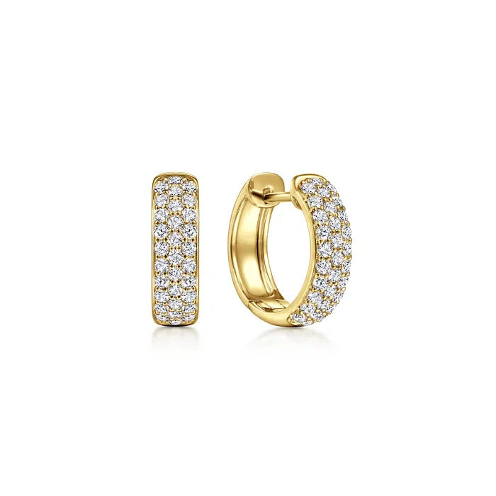Gabriel & Co. EG14222Y45JJ – 14K Yellow Gold 15mm Pavé Diamond Huggie Hoop Earrings (0.53 ct)
