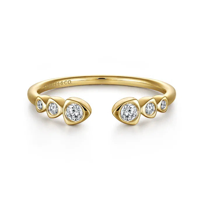 Gabriel & Co. LR51253Y45JJ – 14K Yellow Gold Bezel Diamond Split Stackable Ring (0.06 ct)