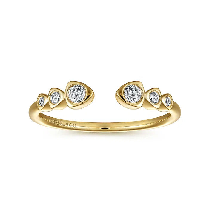 Gabriel & Co. LR51253Y45JJ – 14K Yellow Gold Bezel Diamond Split Stackable Ring (0.06 ct)