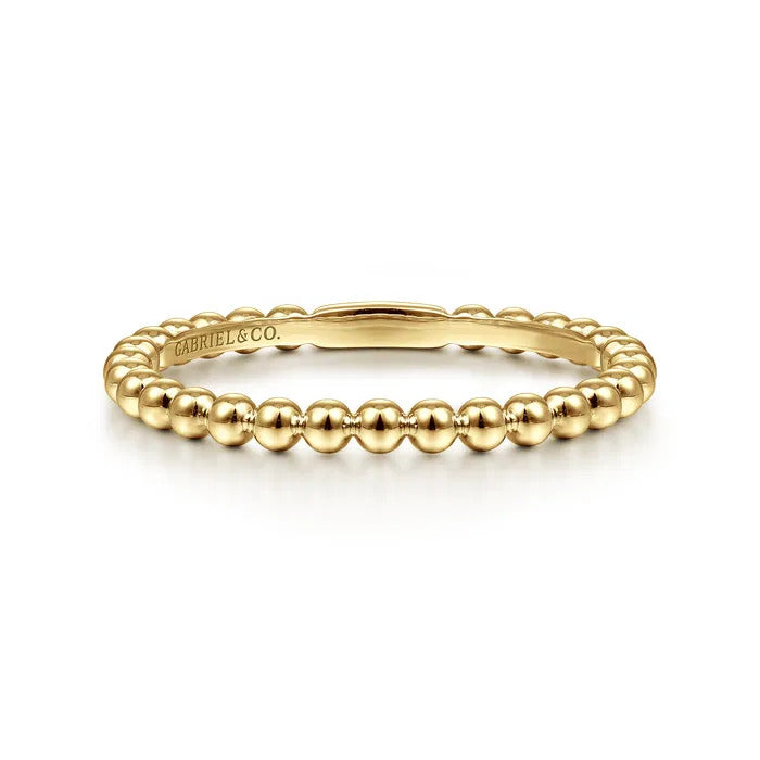 Gabriel & Co. LR51172Y4JJJ – 14K Yellow Gold Bujukan Beaded Stackable Ring
