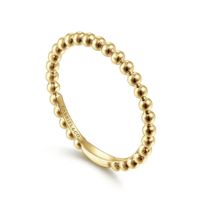 Gabriel & Co. LR51172Y4JJJ – 14K Yellow Gold Bujukan Beaded Stackable Ring