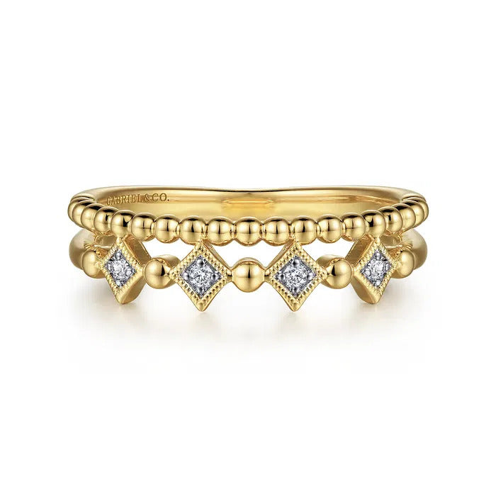 Gabriel & Co. LR52233Y45JJ – 14K Yellow Gold Bujukan Diamond Stackable Ring (0.02 ct)