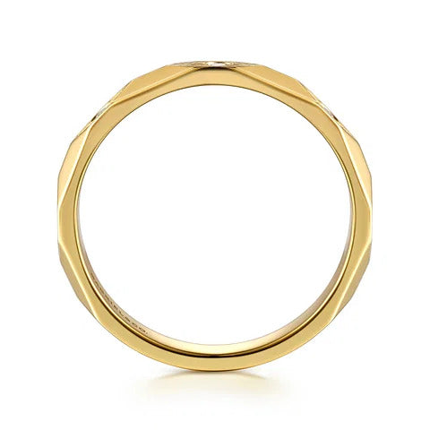14K Yellow Gold Diamond Cut Stackable Ring