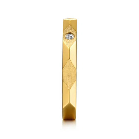14K Yellow Gold Diamond Cut Stackable Ring