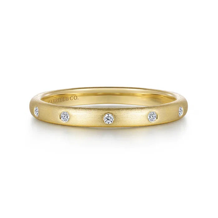 Gabriel & Co. LR52508Y45JJ – 14K Yellow Gold Bezel Diamond Stackable Ring (0.04 ct)