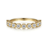 Gabriel & Co. LR51932Y45JJ – 14K Yellow Gold Bezel Diamond Stackable Ring with Milgrain Detail (0.40 ct)