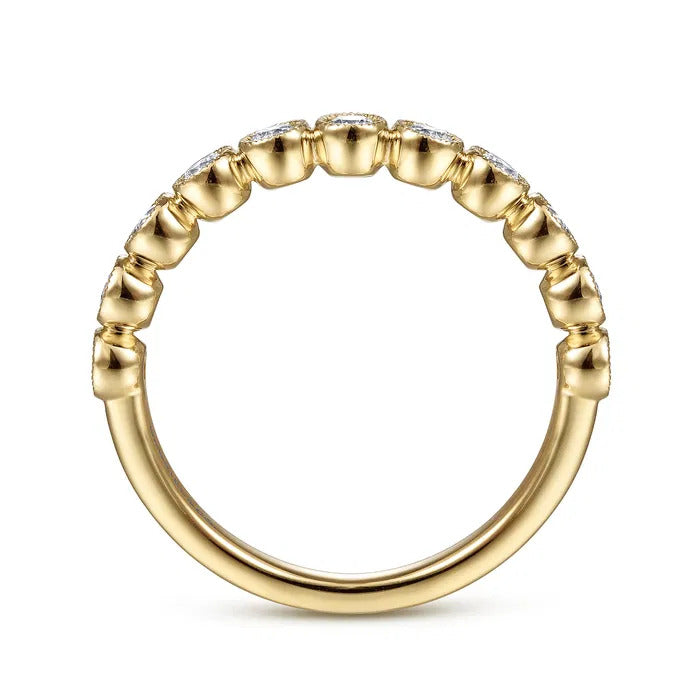 Gabriel & Co. LR51932Y45JJ – 14K Yellow Gold Bezel Diamond Stackable Ring with Milgrain Detail (0.40 ct)