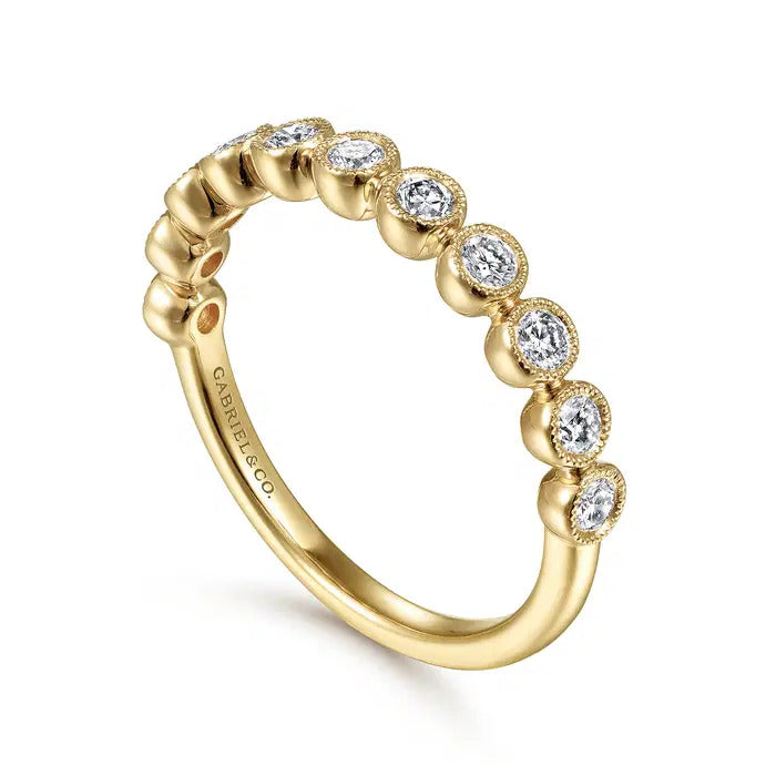 Gabriel & Co. LR51932Y45JJ – 14K Yellow Gold Bezel Diamond Stackable Ring with Milgrain Detail (0.40 ct)