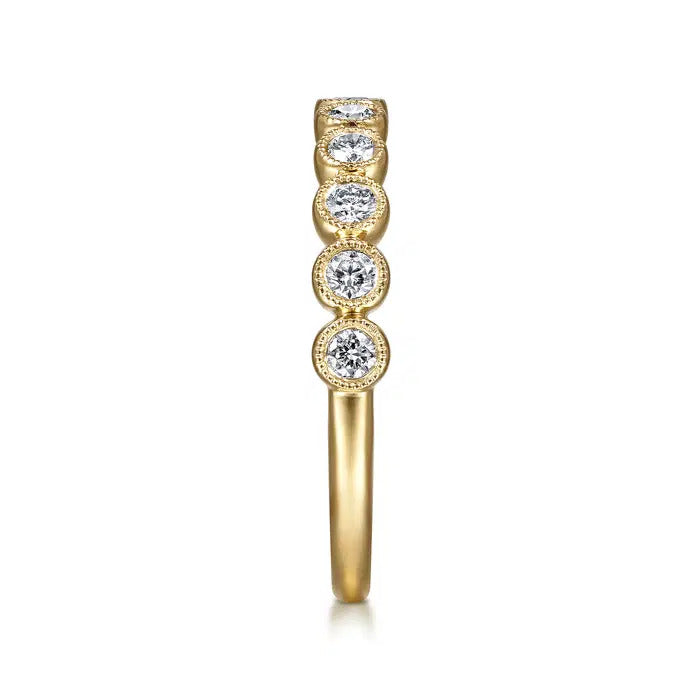 Gabriel & Co. LR51932Y45JJ – 14K Yellow Gold Bezel Diamond Stackable Ring with Milgrain Detail (0.40 ct)
