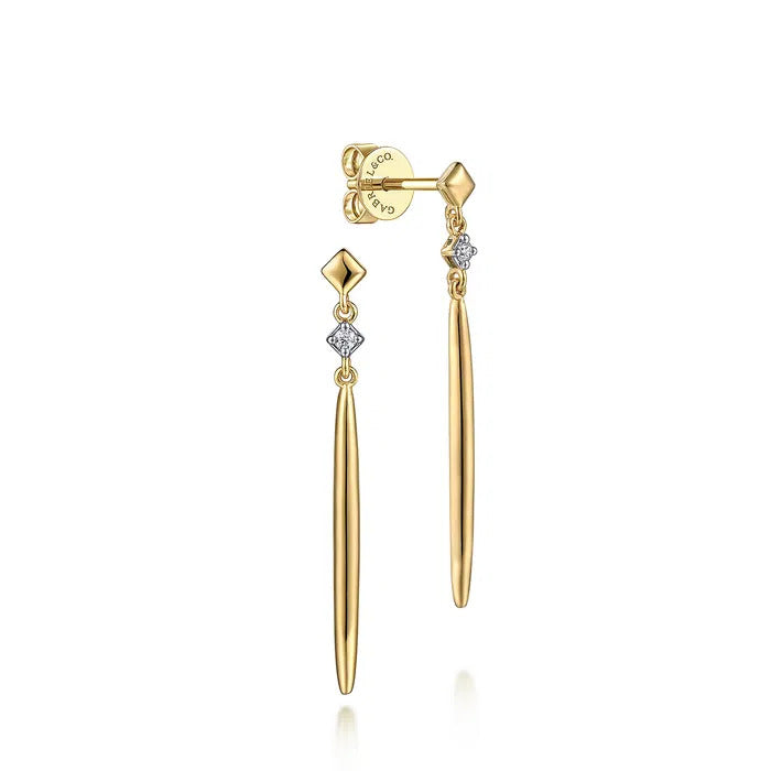 Gabriel & Co. EG14409Y45JJ – 14K Yellow Gold Diamond Spike Drop Earrings