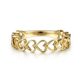 14K Yellow Gold Sideways Heart Stackable Ring
