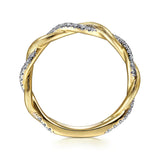Gabriel & Co. 14K Yellow Gold Twisted Diamond Stackable Ring – LR50886Y45JJ