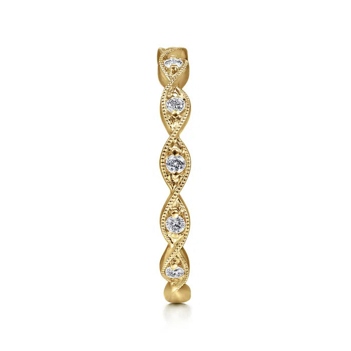 Gabriel & Co. 14K Yellow Gold Twisted Diamond Stackable Ring – LR51178Y45JJ