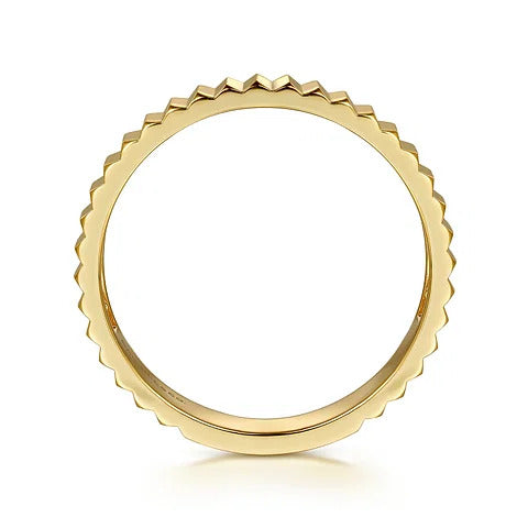 14K Yellow Plain Gold Diamond Cut Stackable Ring