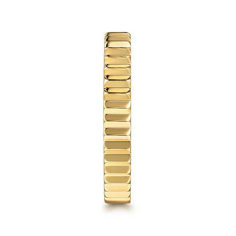 14K Yellow Plain Gold Diamond Cut Stackable Ring
