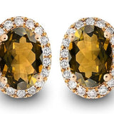 14K White Gold Citrine Diamond Halo Earring