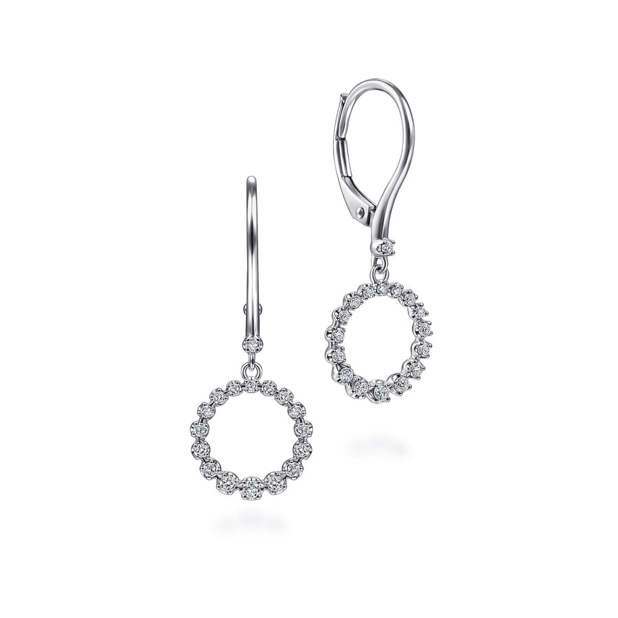 Gabriel & Co. EG13849W45JJ – 14K White Gold Open Circle Diamond Drop Earrings (0.25 ct)