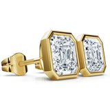 Classic Grown Diamonds SJE32903ASS-2.00CT 14K Yellow Gold Lab Grown Asscher Cut Diamond Bezel Stud Earrings – 2.00cttw