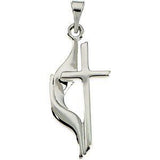 14K White 19x10 mm Methodist Cross Pendant - R16295:106494:P