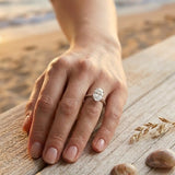 14K White Gold 1/8cttw Natural Diamond Tidewater Classic Engagement Ring with 2ct Lab Grown Oval Cut Center Stone.