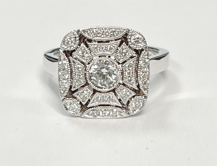 14k Vintage Inspired Halo Ring