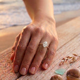 14KY 3 1/8cttw OV LAB DIA Hidden Halo Engagement Ring