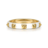 Gabriel & Co. LR52654E9Y4JJJ – 14K Yellow Gold Pyramid Stackable Ring with White Enamel (3 mm)