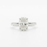 14K White Gold 1/8cttw Natural Diamond Tidewater Classic Engagement Ring with 2ct Lab Grown Oval Cut Center Stone.