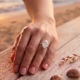 14KW 4 1/6cttw OV LAB DIA Hidden Halo Engagement Ring