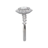 Oval Halo Princess Diamond Ring in White Gold 160043-OV100